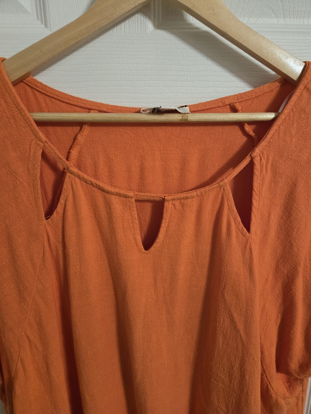 Umgee Women's Orange Fringe Short Sleeve Top Cotton Linen Blend Size 1XL - Picture 4 of 5
